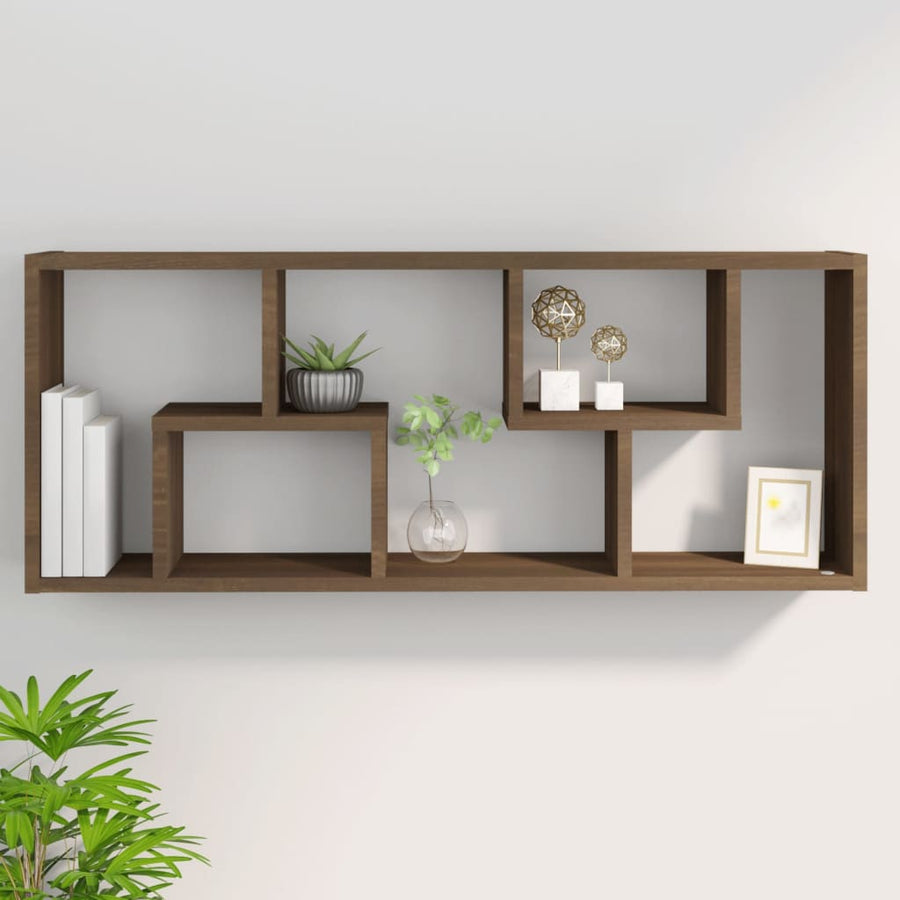 Wandschap 36X6X90 Cm Bewerkt Hout Bruineikenkleurig bruin eikenkleur
