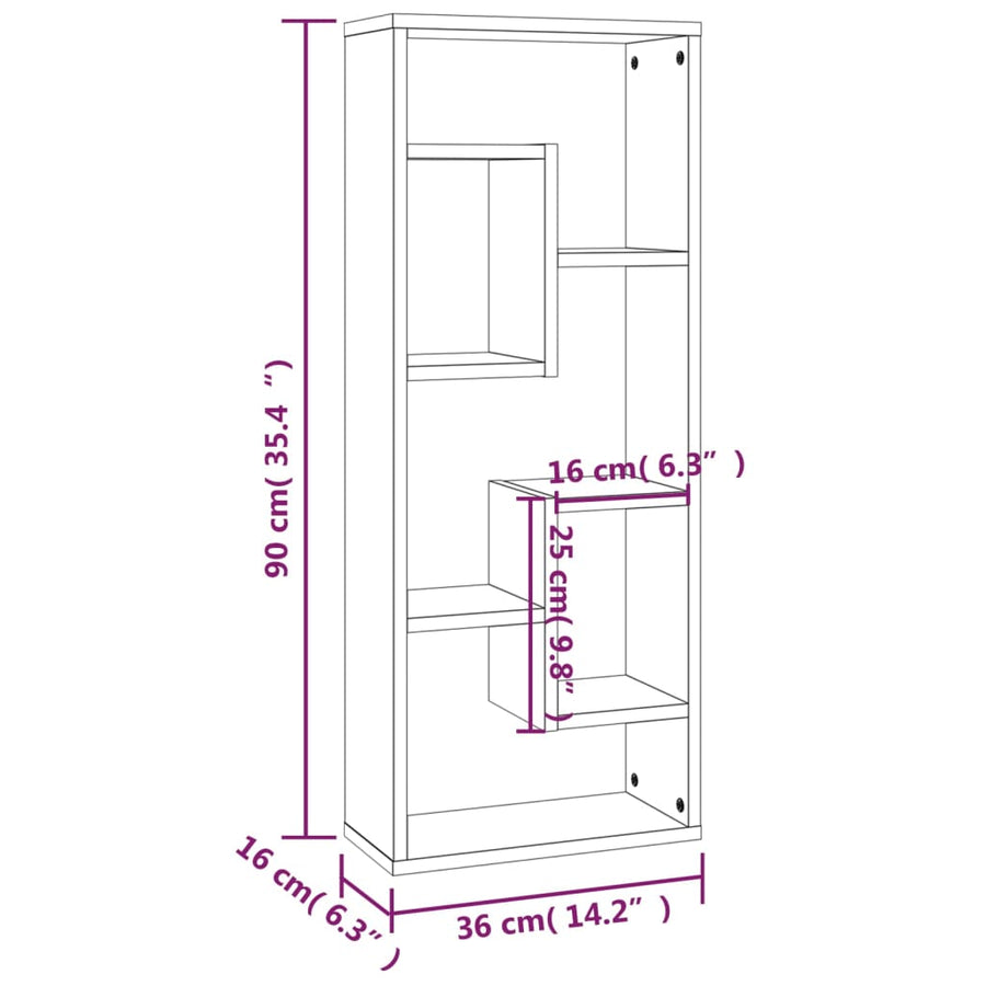 Wandschap 36X6X90 Cm Bewerkt Hout Bruineikenkleurig bruin eikenkleur