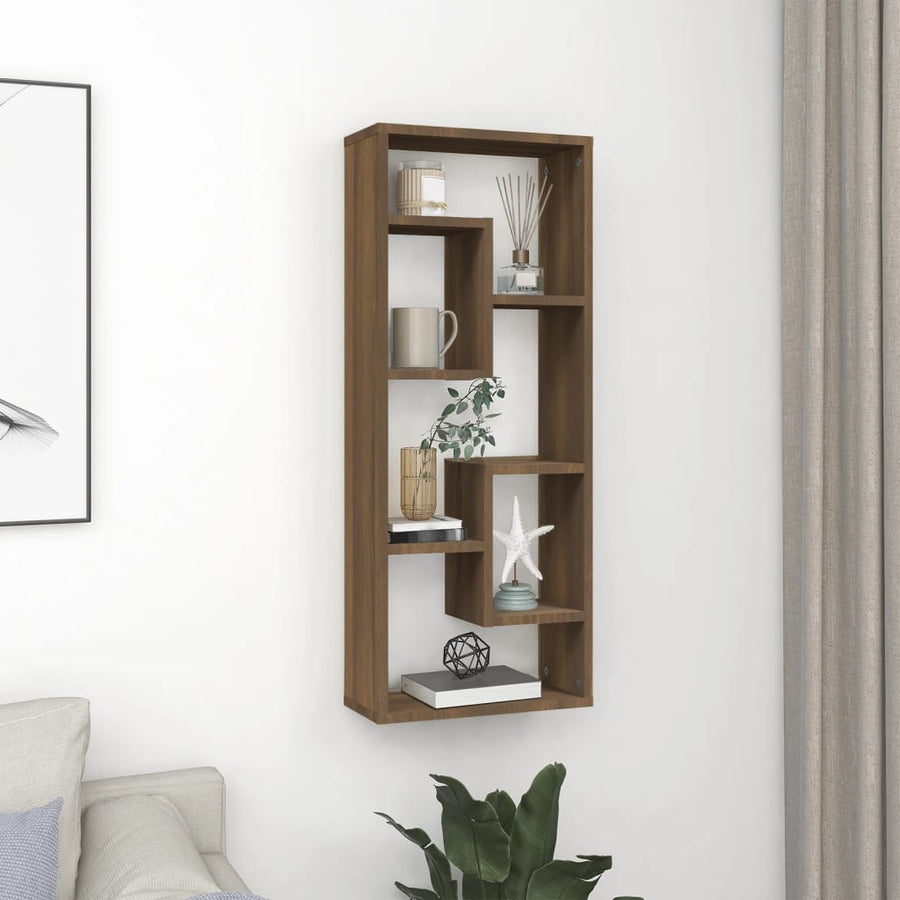 Wandschap 36X6X90 Cm Bewerkt Hout Bruineikenkleurig bruin eikenkleur