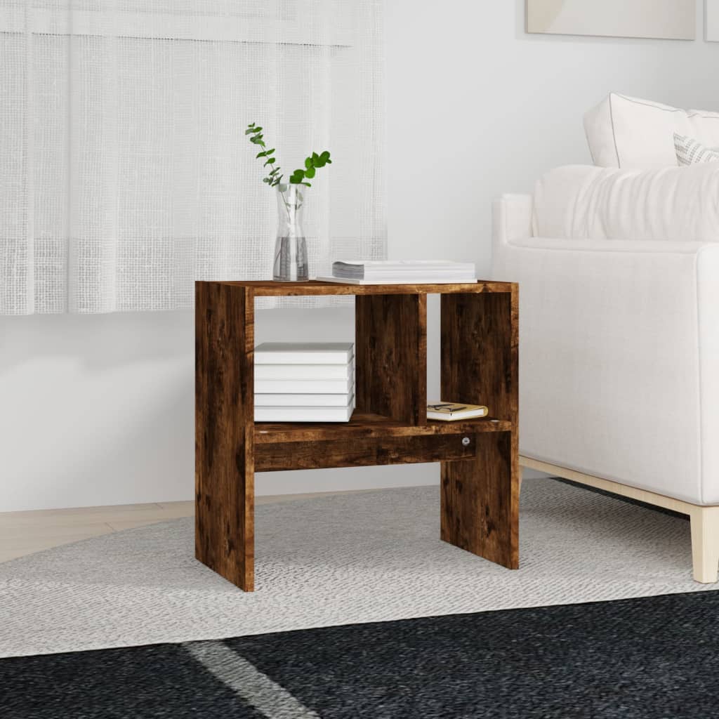 Bijzettafel 50X30X50 Cm Bewerkt Hout Kleurig Gerookt eiken