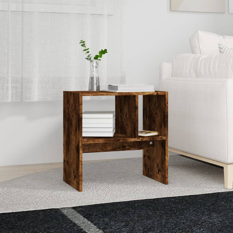 Bijzettafel 50X30X50 Cm Bewerkt Hout Kleurig Gerookt eiken