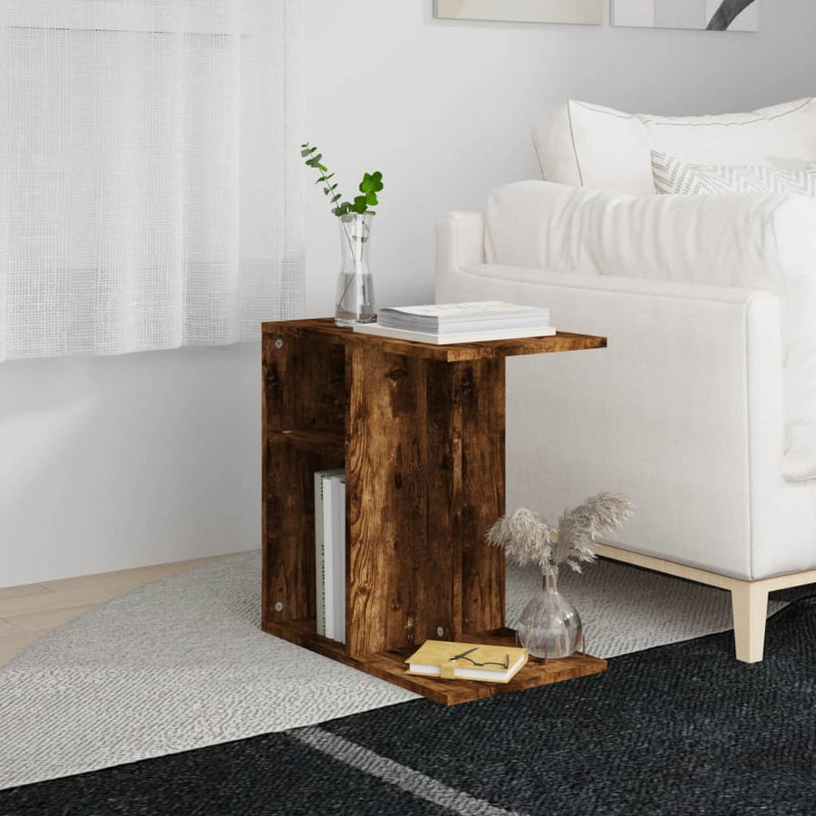 Bijzettafel 50X30X50 Cm Bewerkt Hout Kleurig Gerookt eiken