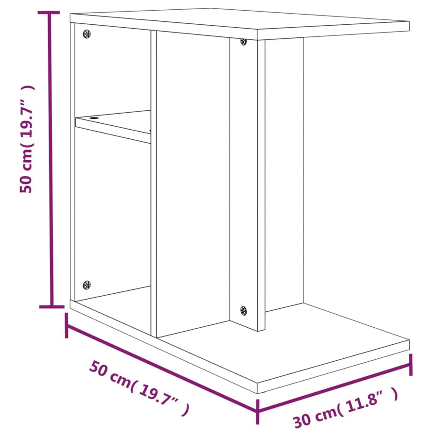 Bijzettafel 50X30X50 Cm Bewerkt Hout Eikenkleurig Grijs sonoma