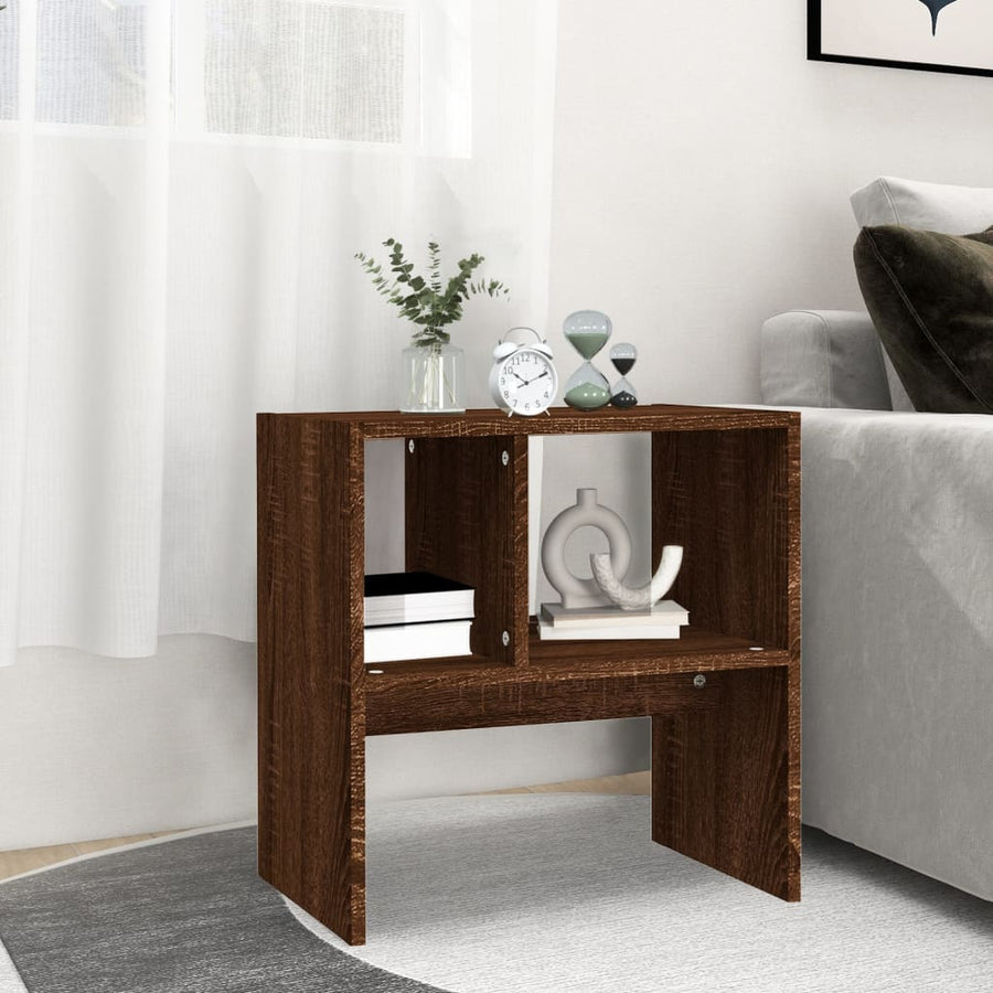 Bijzettafel 50x30x50 cm bewerkt hout bruin eikenkleur Bruineiken