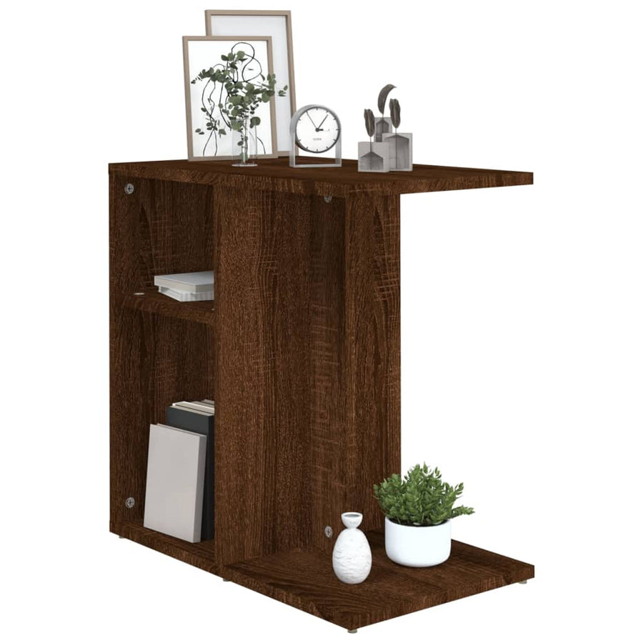 Bijzettafel 50x30x50 cm bewerkt hout bruin eikenkleur Bruineiken