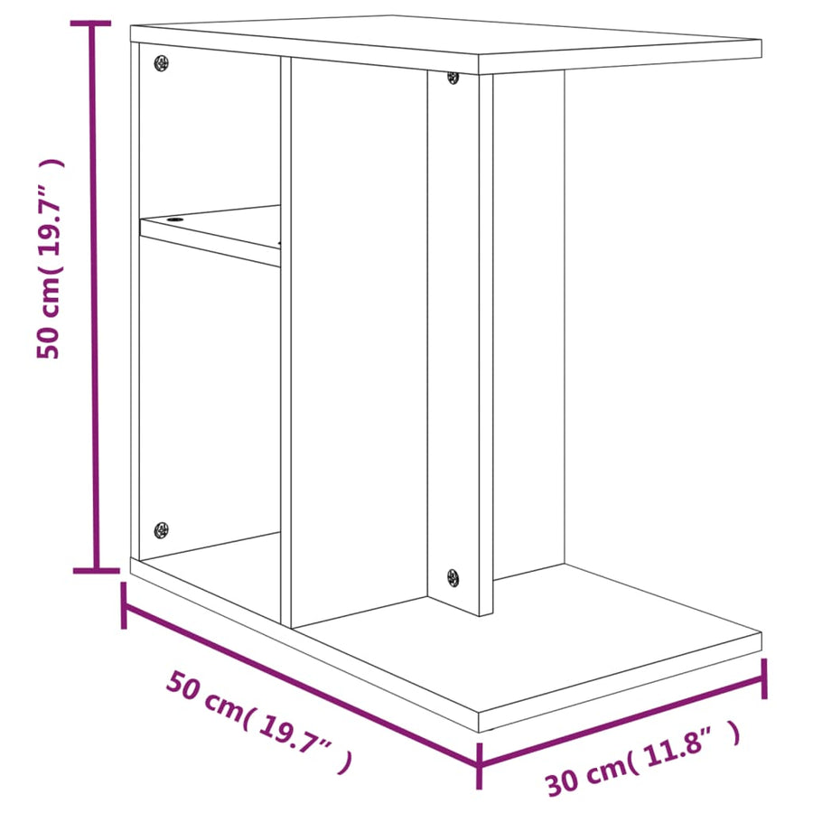 Bijzettafel 50x30x50 cm bewerkt hout bruin eikenkleur Bruineiken