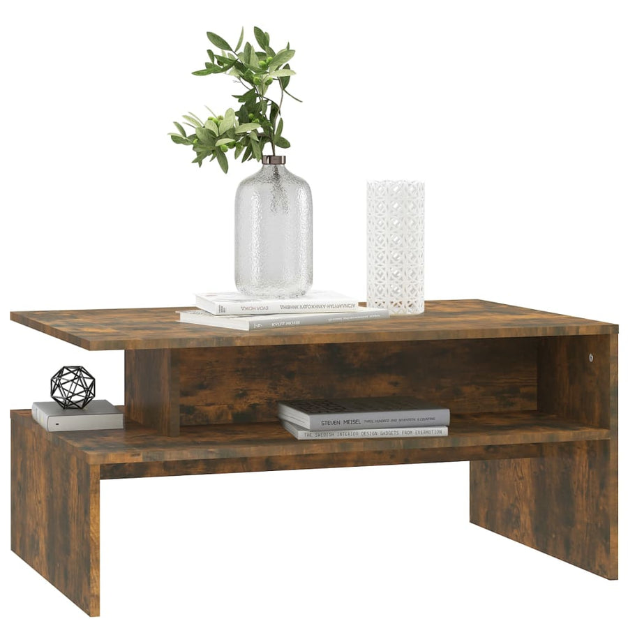 Salontafel 90x60x42,5 cm bewerkt hout gerookt eikenkleurig Gerookt eiken