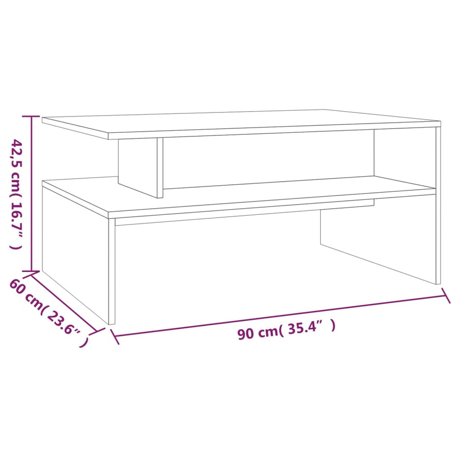 Salontafel 90x60x42,5 cm bewerkt hout gerookt eikenkleurig Gerookt eiken