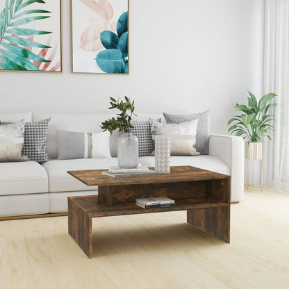 Salontafel 90x60x42,5 cm bewerkt hout gerookt eikenkleurig Gerookt eiken