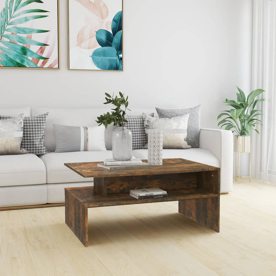 Salontafel 90x60x42,5 cm bewerkt hout gerookt eikenkleurig Gerookt eiken