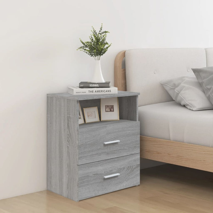 Nachtkastjes 50X3X60 Cm Eikenkleurig 2 Grijs sonoma