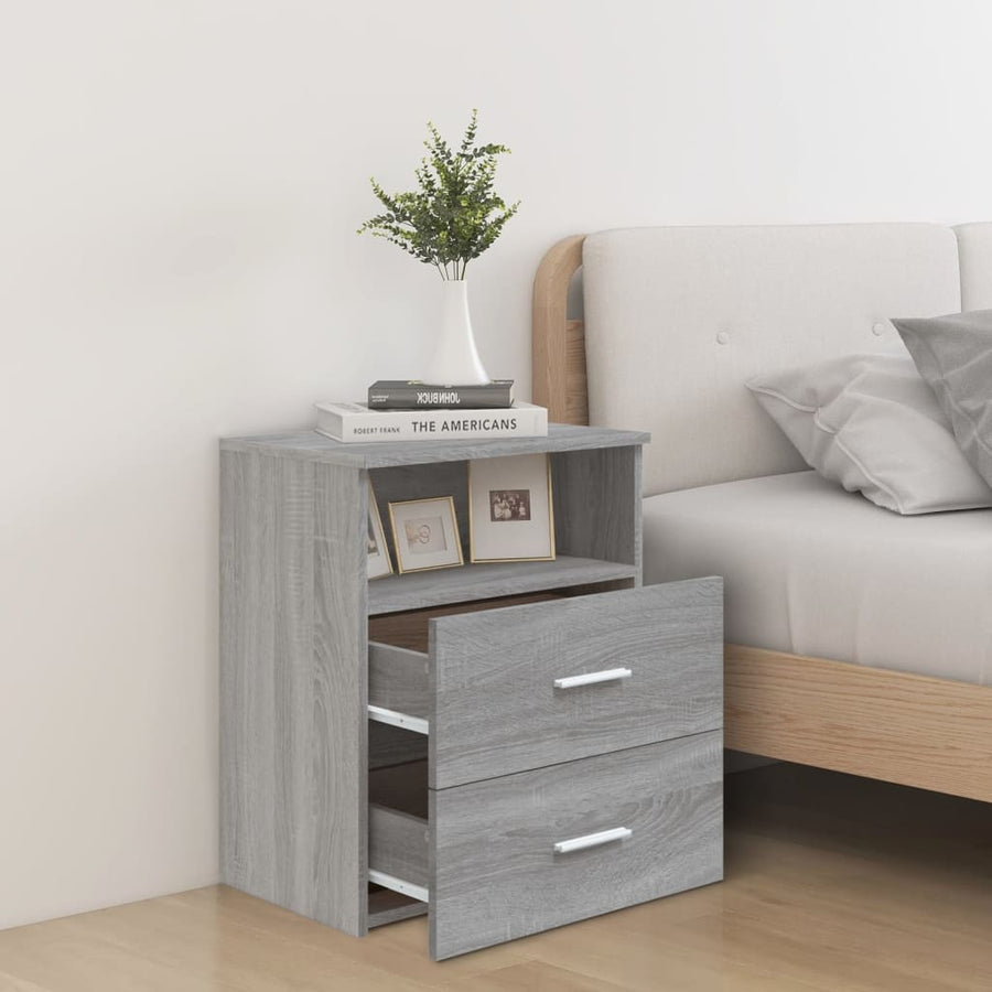 Nachtkastjes 50X3X60 Cm Eikenkleurig 2 Grijs sonoma