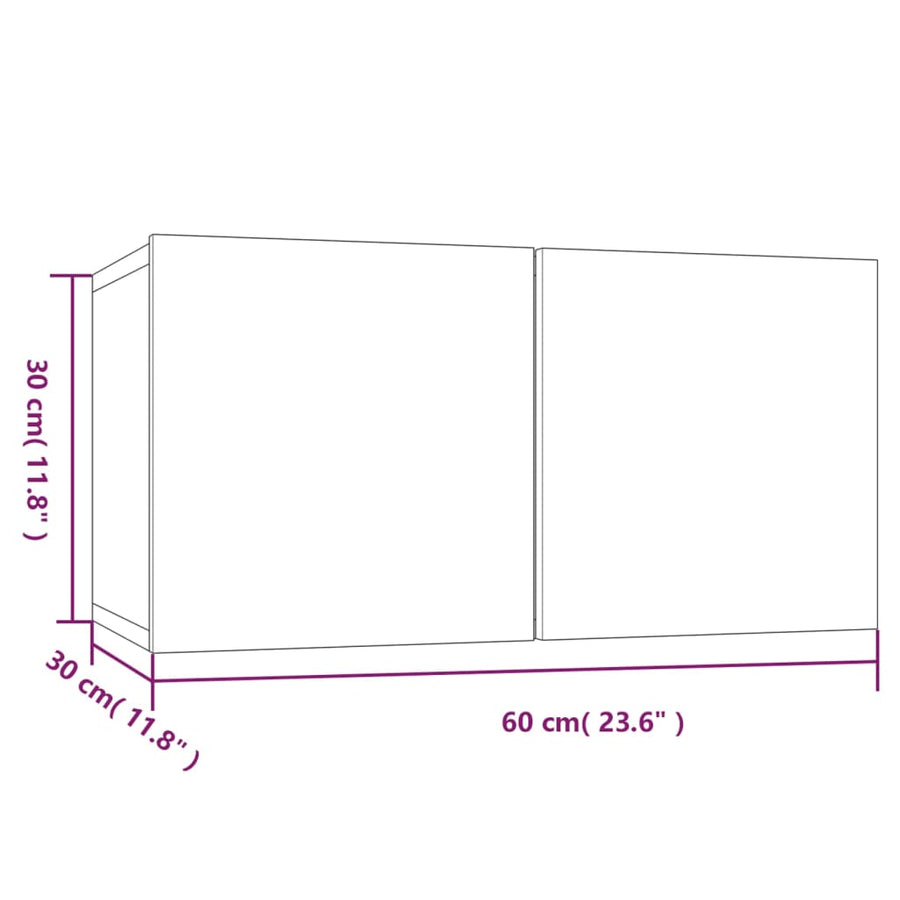 Tv-Meubel Hangend 60X30X30 Cm Bewerkt Hout Kleurig 1 Gerookt eiken