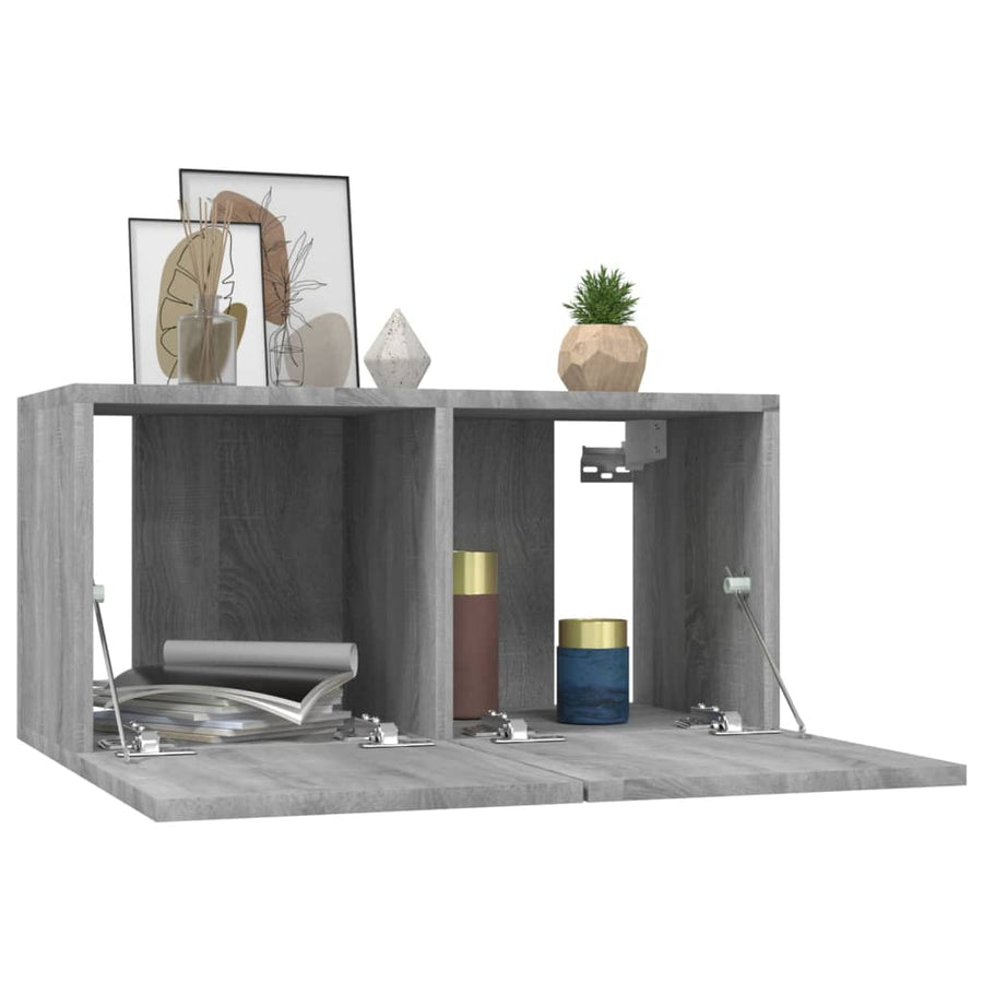 Tv-Hangmeubel 60X30X30 Cm Bewerkt Hout Eikenkleur 1 Grijs sonoma