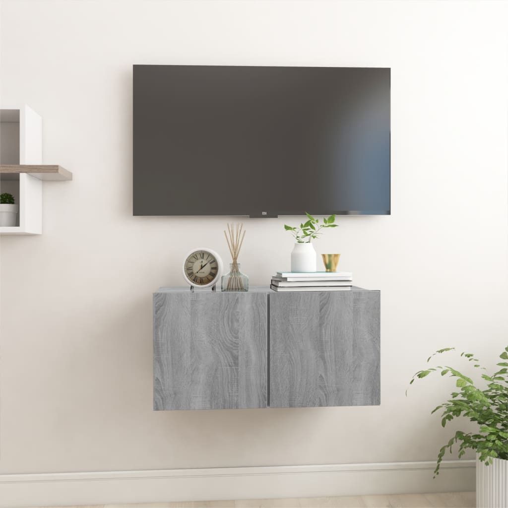 Tv-Hangmeubel 60X30X30 Cm Bewerkt Hout Eikenkleur 1 Grijs sonoma