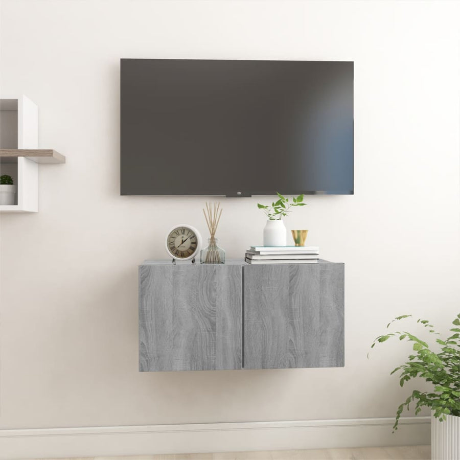 Tv-Hangmeubel 60X30X30 Cm Bewerkt Hout Eikenkleur 1 Grijs sonoma