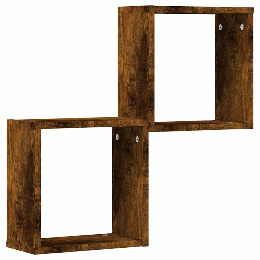 Wandrekken kubus 2 st 30x15x30 cm gerookt eiken