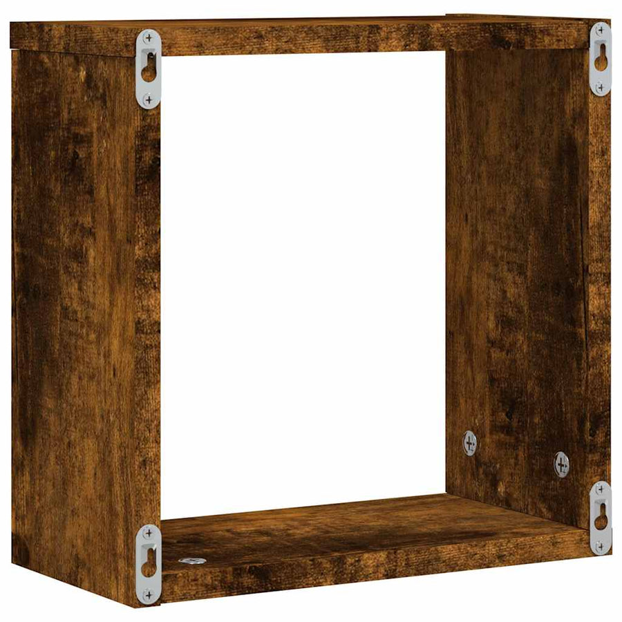 Wandrekken kubus 2 st 30x15x30 cm gerookt eiken