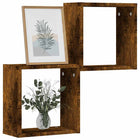 Wall shelves cube 2 pcs 30x15x30 cm smoked oak