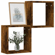 Wandrek kubus 30x15x30 cm gerookt eiken (2 st)
