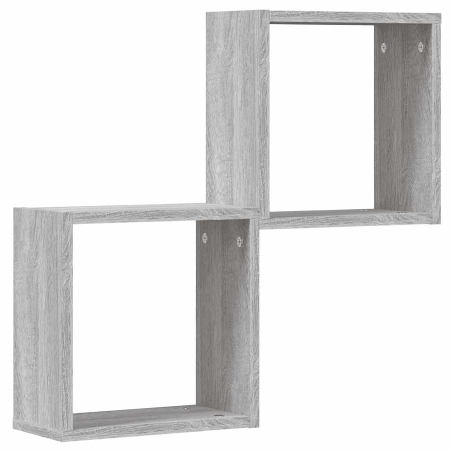 Wandrekken Kubus 2 st 30x15x30 cm grijs sonoma