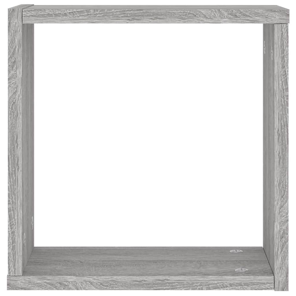 Wandrekken Kubus 2 st 30x15x30 cm grijs sonoma
