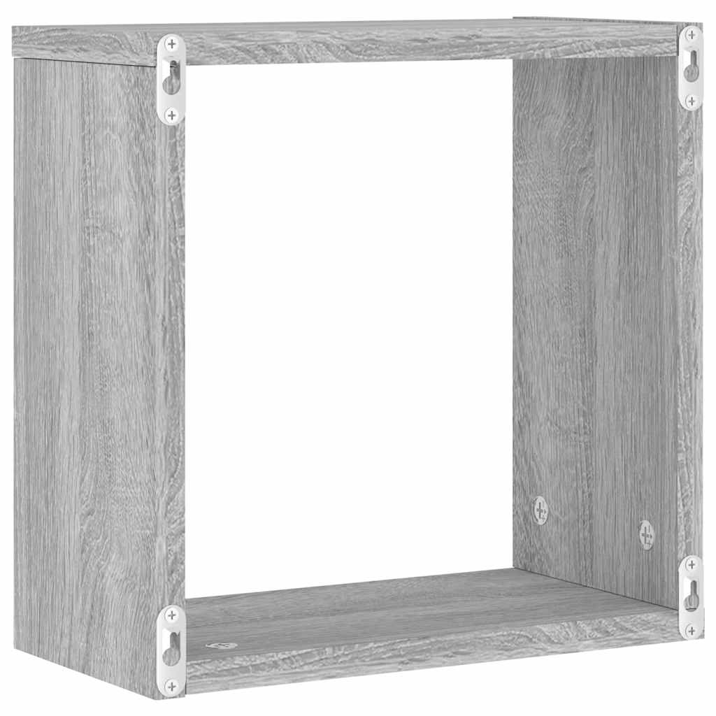 Wandrekken Kubus 2 st 30x15x30 cm grijs sonoma