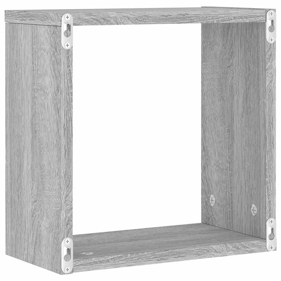 Wandrekken Kubus 2 st 30x15x30 cm grijs sonoma
