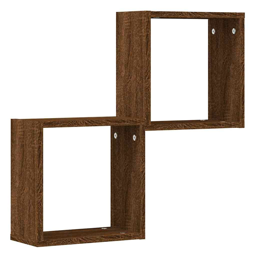 Wandrekken kubus 2 st 30x15x30 cm gerookt bruin eiken