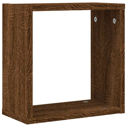 Wandrekken kubus 2 st 30x15x30 cm gerookt bruin eiken