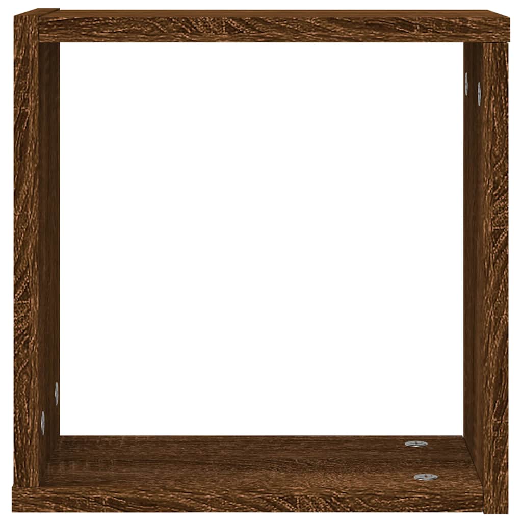 Wandrekken kubus 2 st 30x15x30 cm gerookt bruin eiken