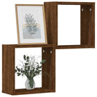 Wandrek kubus 30x15x30 cm gerookt bruin eiken 2 st