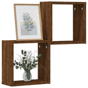 Wandrek kubus 30x15x30 cm gerookt bruin eiken 2 st