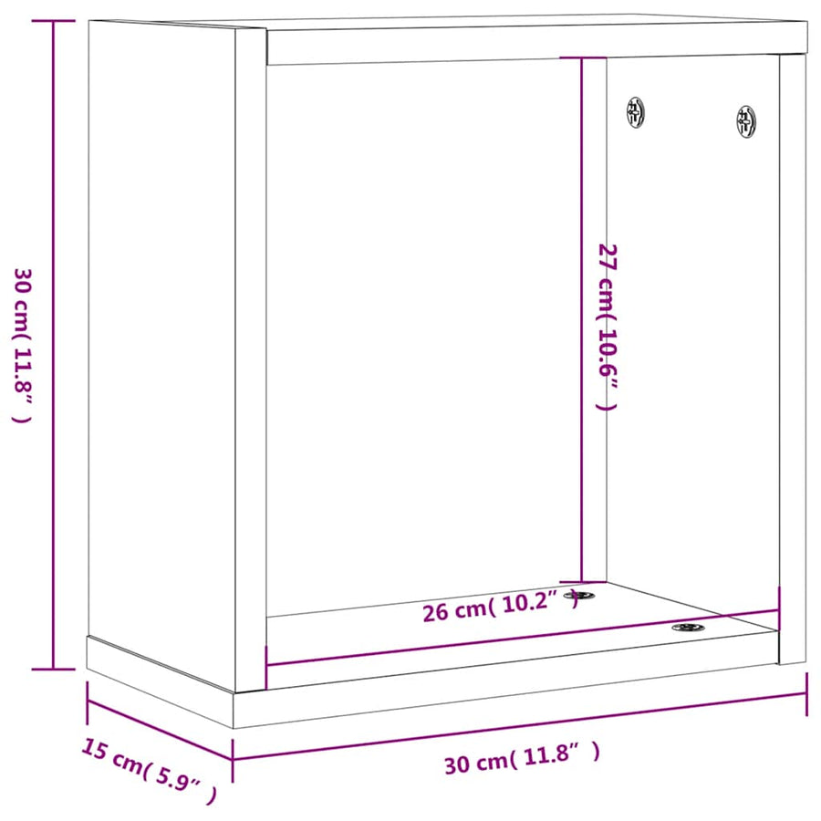 Wandschappen kubus 4 st 30x15x30 cm sonoma bruin eikenkleurig