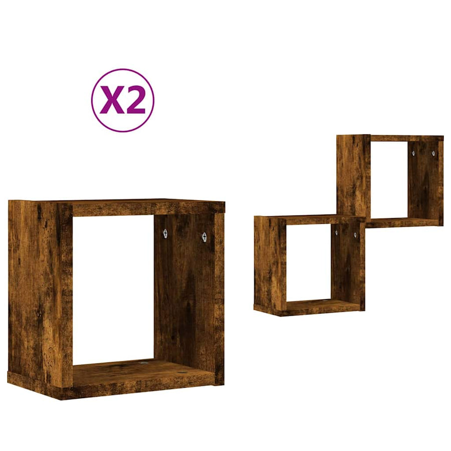 Wandschappen 2 pcs Gerookt eiken 26 x 15 x 26 cm Bewerkt hout