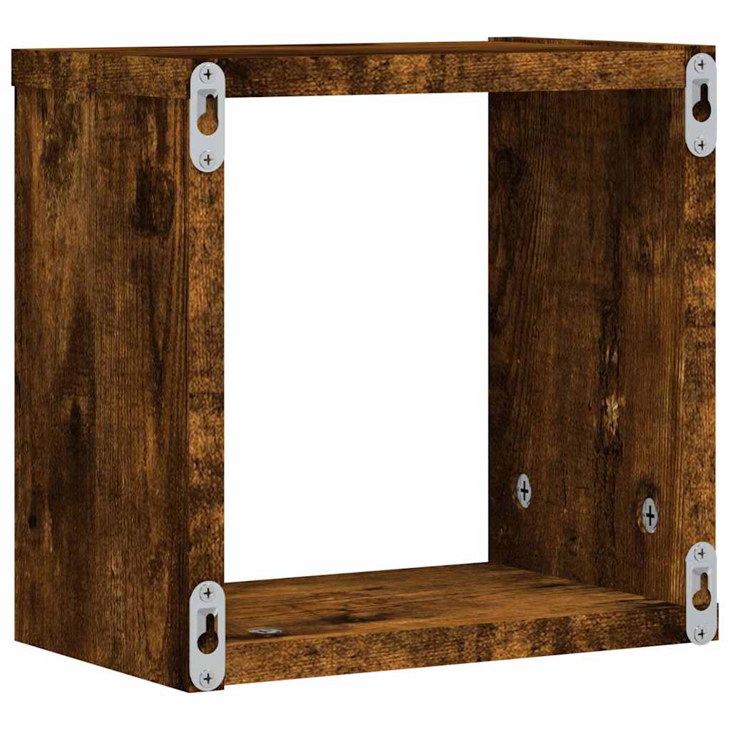 Wandschappen 2 pcs Gerookt eiken 26 x 15 x 26 cm Bewerkt hout