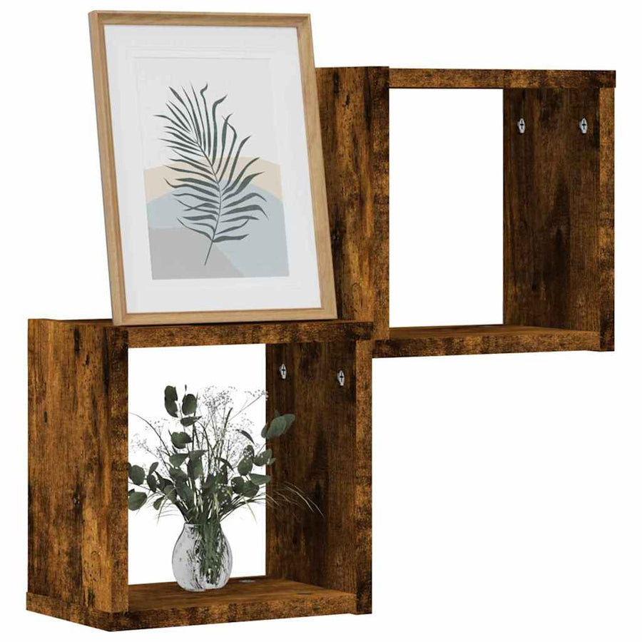 Wandschappen 2 pcs Gerookt eiken 26 x 15 x 26 cm Bewerkt hout