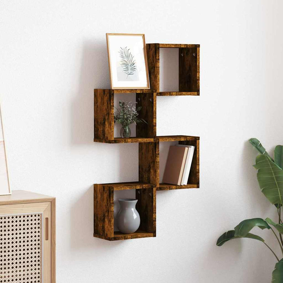 Wandschappen 4 pcs Gerookt eiken 26 x 15 x 26 cm Bewerkt hout