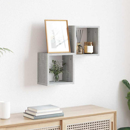 Wandschappen 2 pcs Grijs Sonoma 26 x 15 x 26 cm Bewerkt hout