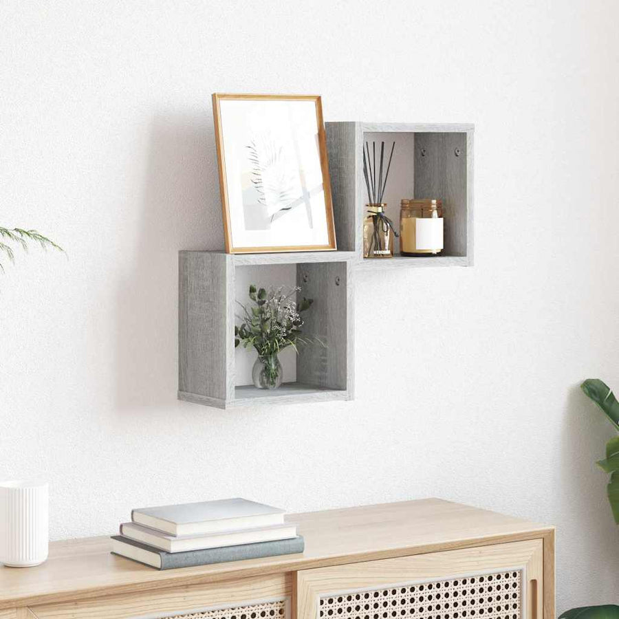 Wandschappen 2 pcs Grijs Sonoma 26 x 15 x 26 cm Bewerkt hout