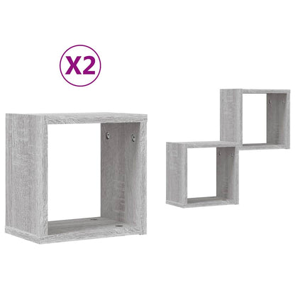 Wandschappen 2 pcs Grijs Sonoma 26 x 15 x 26 cm Bewerkt hout