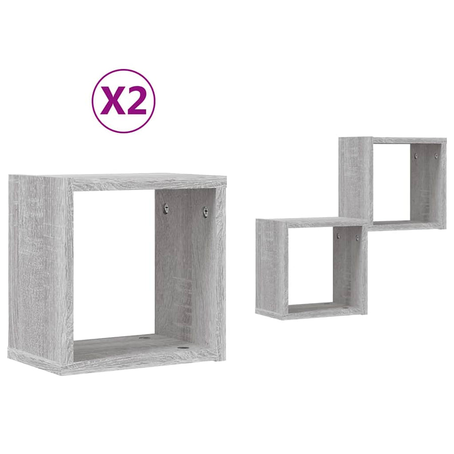 Wandschappen 2 pcs Grijs Sonoma 26 x 15 x 26 cm Bewerkt hout