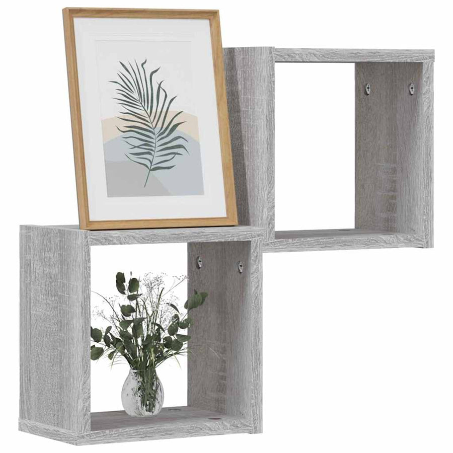 Wandschappen 2 pcs Grijs Sonoma 26 x 15 x 26 cm Bewerkt hout