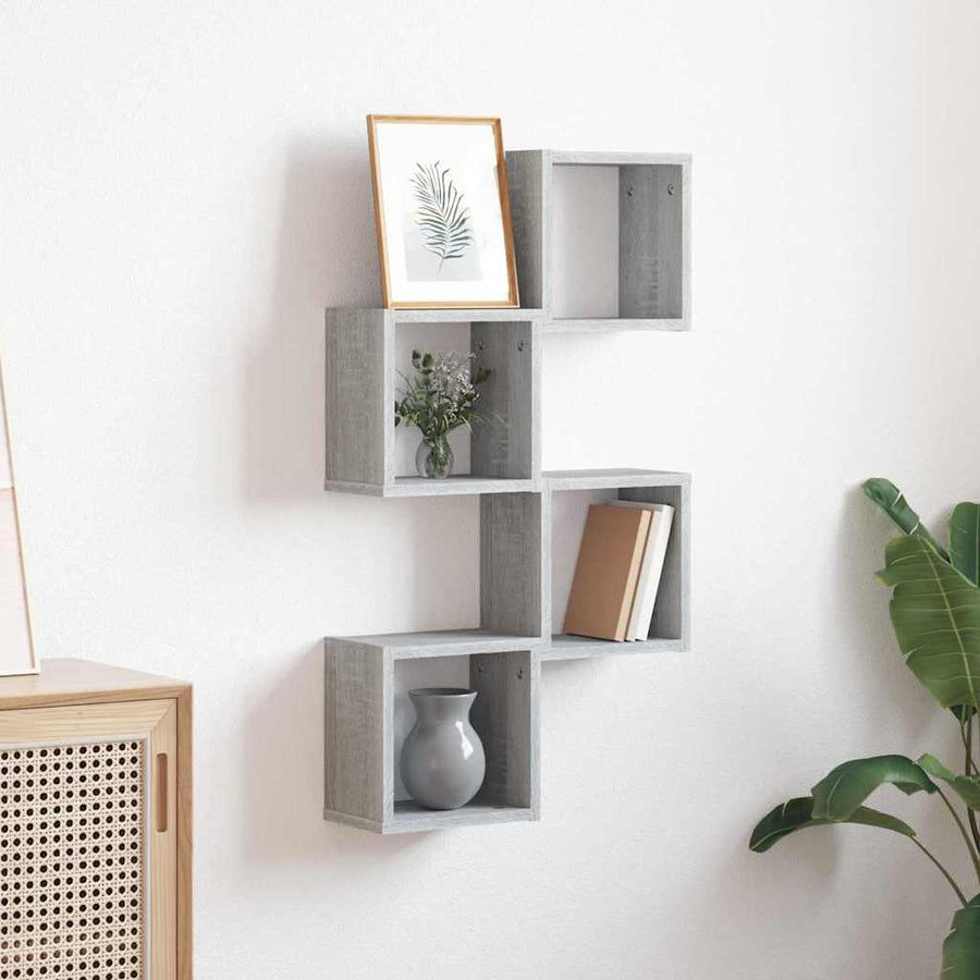 Wandschappen 4 pcs Grijs Sonoma 26 x 15 x 26 cm Bewerkt hout