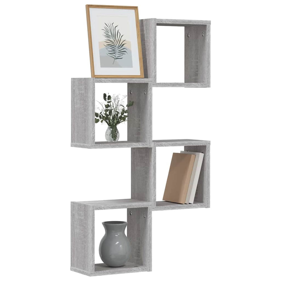 Wandschappen 4 pcs Grijs Sonoma 26 x 15 x 26 cm Bewerkt hout