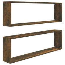Wandschappen kubus 2 st 100x15x30 cm bewerkt hout gerookt eiken 2 Gerookt eiken
