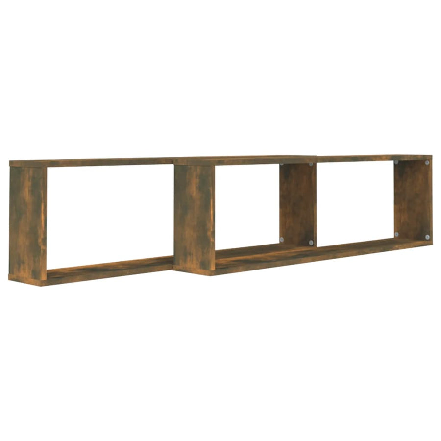 Wandschappen kubus 2 st 100x15x30 cm bewerkt hout gerookt eiken 2 Gerookt eiken