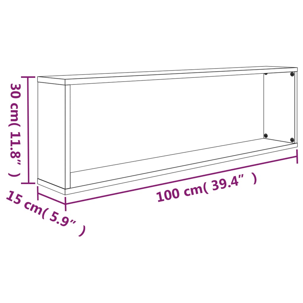 Wandschappen kubus 2 st 100x15x30 cm bewerkt hout gerookt eiken 2 Gerookt eiken