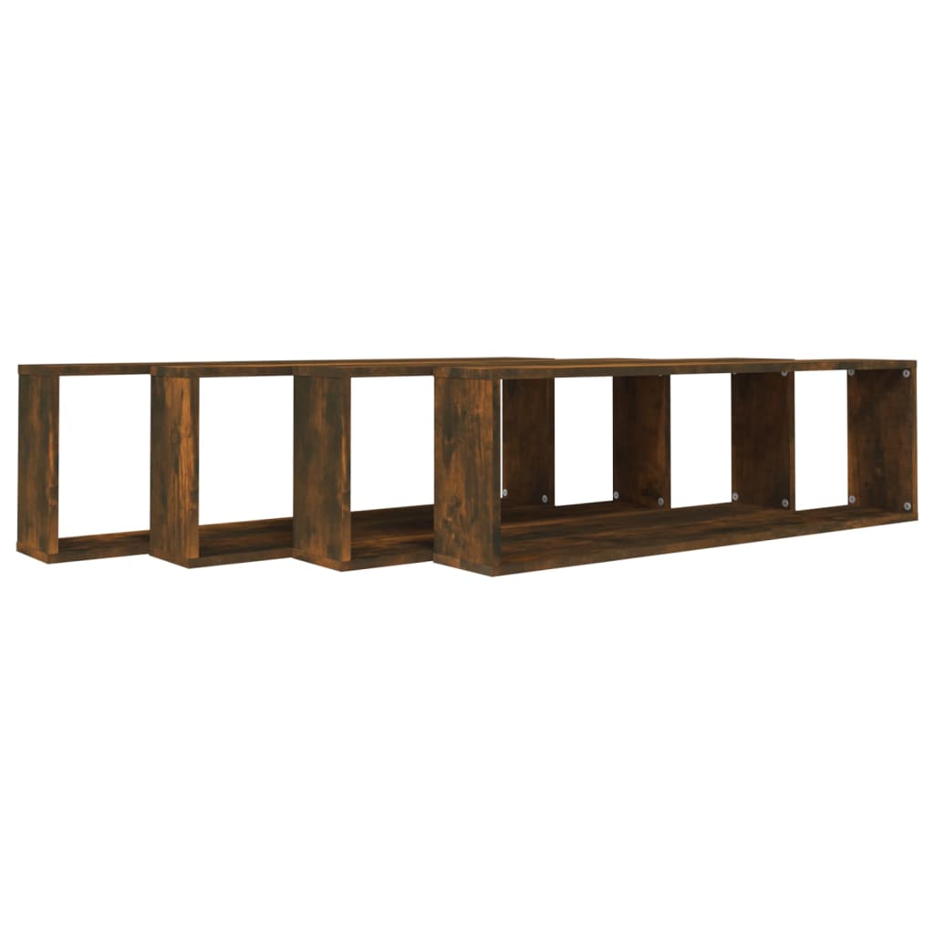 Wandschappen Kubus 4 St 100X15X30 Cm Bewerkt Hout Gerookt Eiken