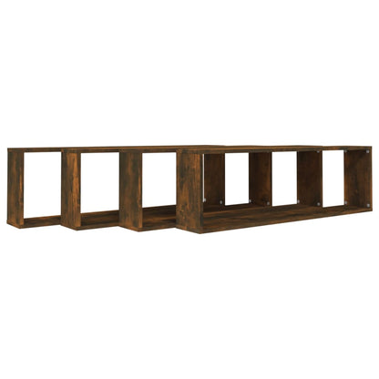 Wandschappen Kubus 4 St 100X15X30 Cm Bewerkt Hout Gerookt Eiken